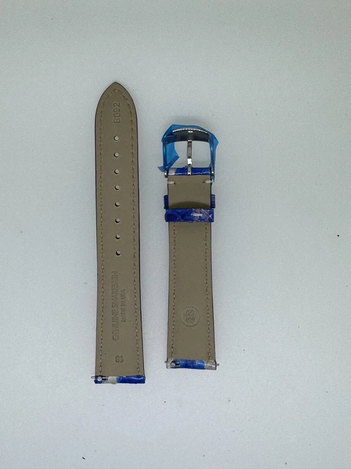 Correa de reloj michele plata y azul piel de serpiente 18MM x 16MM Foto 2 de 2