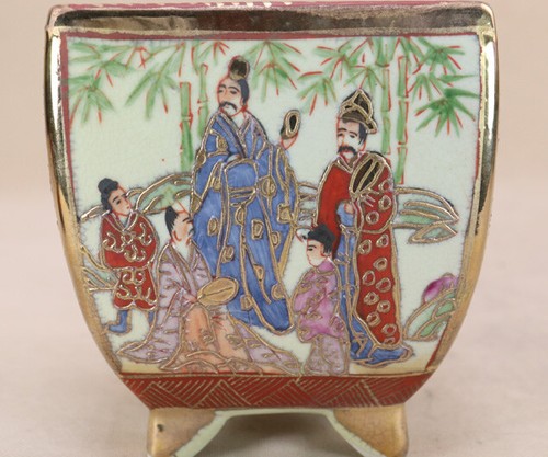 Chinese Bonsai Pot 3.5"(9cm) Multi-color Painted Square I279 - Picture 6 of 6