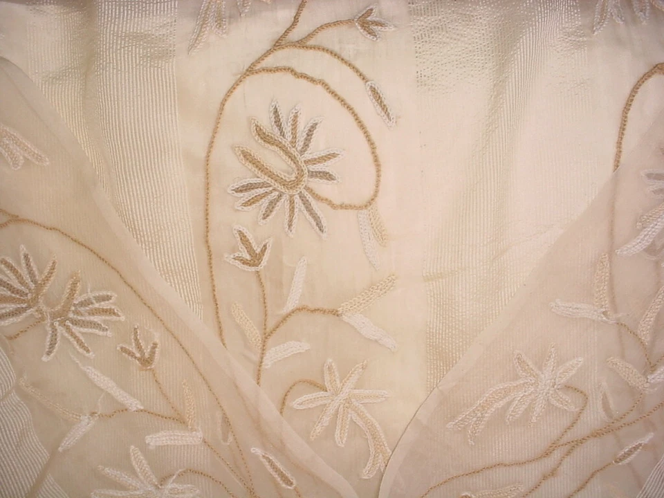 2-3/4Y Scalamandre BH 0001P934 Elina Embroidered Garden Crewel Upholstery Fabric - Image 4 of 4