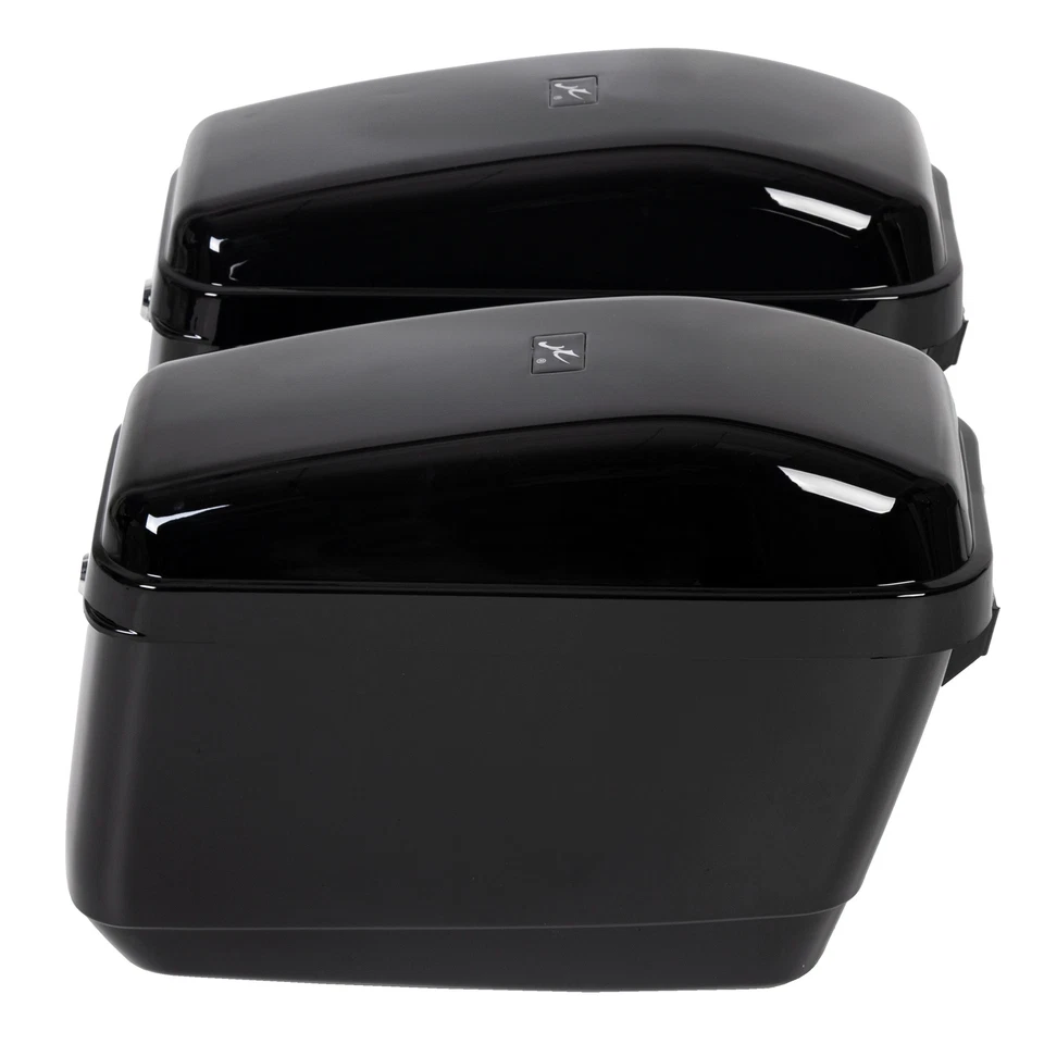 Hard Motorcycle Saddle Bags Saddlebag For Harley Softail Kawasaki Vulcan Yamaha - Image 3 of 4