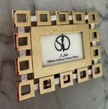 St John Gold Tone Photo Picture Frame Geometric Mini Miniature Small Rectangle