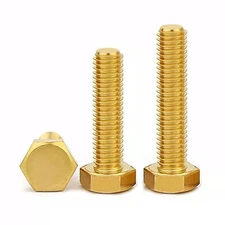 SET SCREWS HEX HEAD FULLY THREADED BOLT BRASS - DIN 933 M3 M4 M5 M6 M8 M10 M12