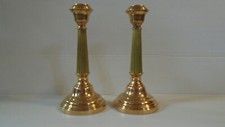 Paire de bougeoirs anciens en cuivre et laiton – Style Empire début XIXe