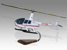 Robinson R44 N777GB Desk Wood Helicopter New Model Small Scale 1/48