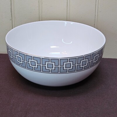 Jonathan Adler NIXON Serving Bowl 9'' Gray Grey White Silver Excellent Condition
