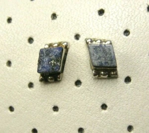 Vintage Southwestern Sterling Silver Light Blue Lapis Lazuli Stud Earrings 925