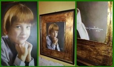 Quadro ad olio su legno firmato ritratto bambino 2006 CONDIZIONI OTTIME