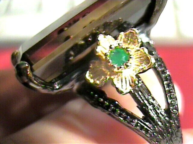 ANILLO TOPACIO LIMÓN OSCURO PLATA ESTERLINA 925 7,75 ÓPERA CÓCTEL CENA GRANDE ELEGANTE Foto 3 de 4