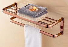 Rose Gold Copper Wall Mounted Bathroom Towel Rail Holder Rack Bar Shelf sba865