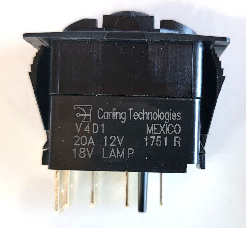 Carling V4D1 On/On 20A 12V Rocker Switch 1x 18V Clear Indicator ...