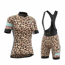 Women's Urban Leopard Print Jerseys, Bib Shorts, or Cycling Kit Set