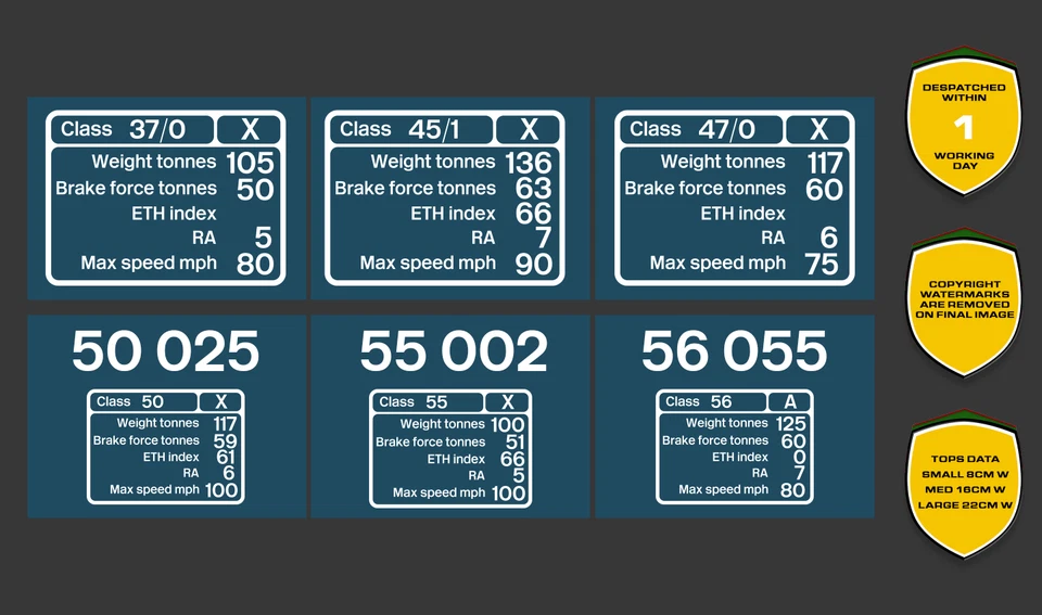 British Railways BR TOPS Data Panel Stickers Class 37 47 50 55 Read Description - Image 1 of 1