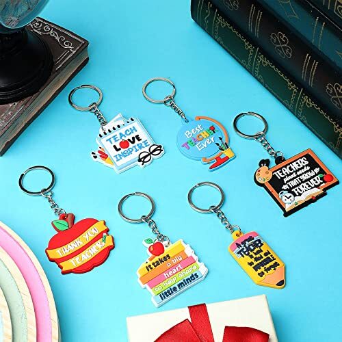 6 Pcs Teacher Keychain Bulk Teacher Appreciation Gifts Bulk Silicone ...