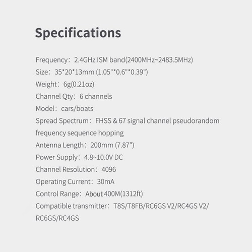 R6FG Mini 6CH 2.4G Receiver for RC Car Transmitter RC4GS V2/RC6GS V2 Radio - Picture 11 of 12