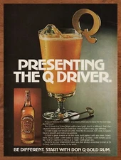 1978 Don Q Gold Rum Vintage Print Ad/Poster Screw Driver Man Cave Bar Art 70s