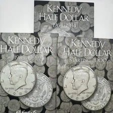 Set of 3 - He Harris Kennedy Half Dollar Coin Folders # 1-3 1964-2015 Album Book