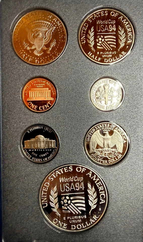 1994 US Mint Prestige Set - All Proofs - Two World Cup Coins $1, Half Dollar - Image 4 of 4