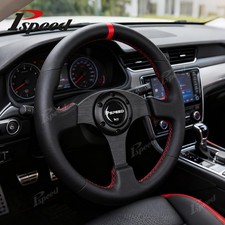 13 330mm Car Truck Red Stitch Leather Steering Wheel W Aluminium Spoke 6-bolt