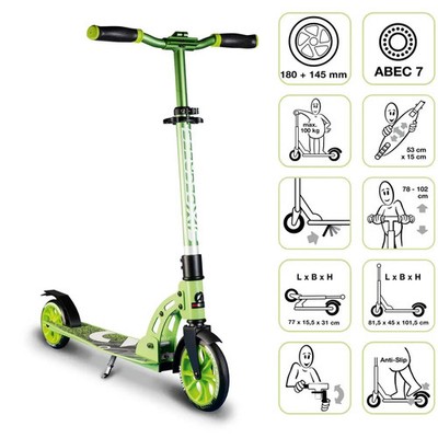 SIX DEGREES Aluminium Scooter Junior 180/145 mm grün