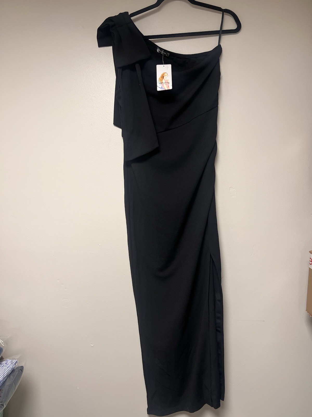 Pretty Garden Women’s Formal Black One Shoulder Dress Size L