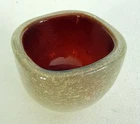 Vintage 1950's Murano Glass Bowl Red Interior Gold Exterior 2-1/4 height