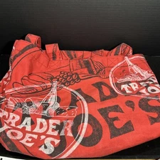 Trader Joe's Logo Tote Bag Canvas Vintage Reusable Shopping Bag Red White