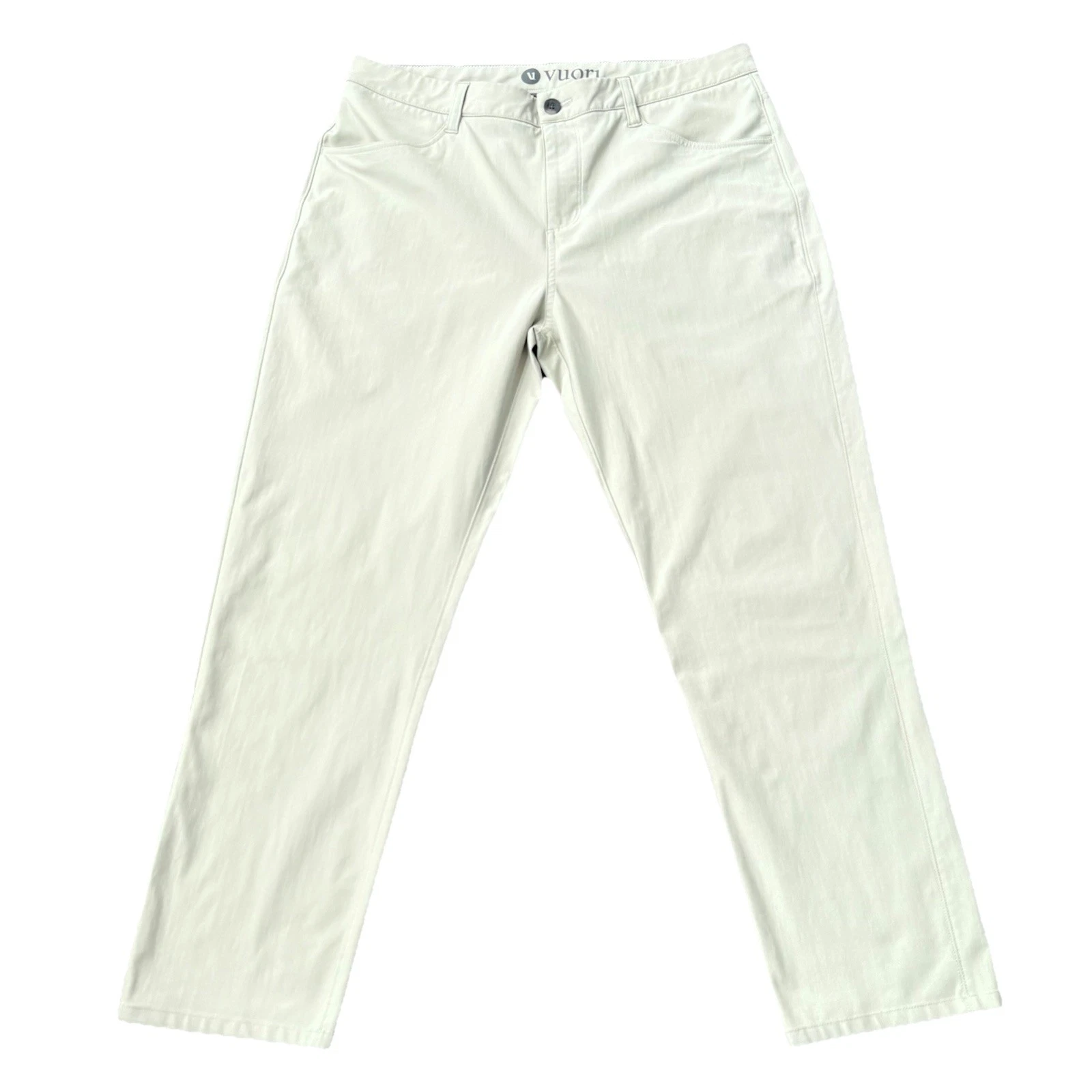 Vuori Meta Pants Mens 34x26 Beige Khaki Performance 5-Pocket Trousers V430 *flaw