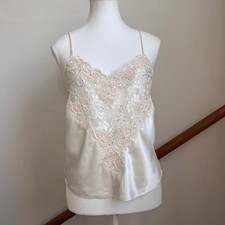 Vintage Victoria's Secret Camisole Ivory Lace Sequin Beaded Satin Cami Top 80s