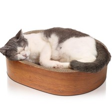 ComSaf Cat Scratcher Bed, Oval Cardboard Scratch Pad Bowl for Indoor Cats