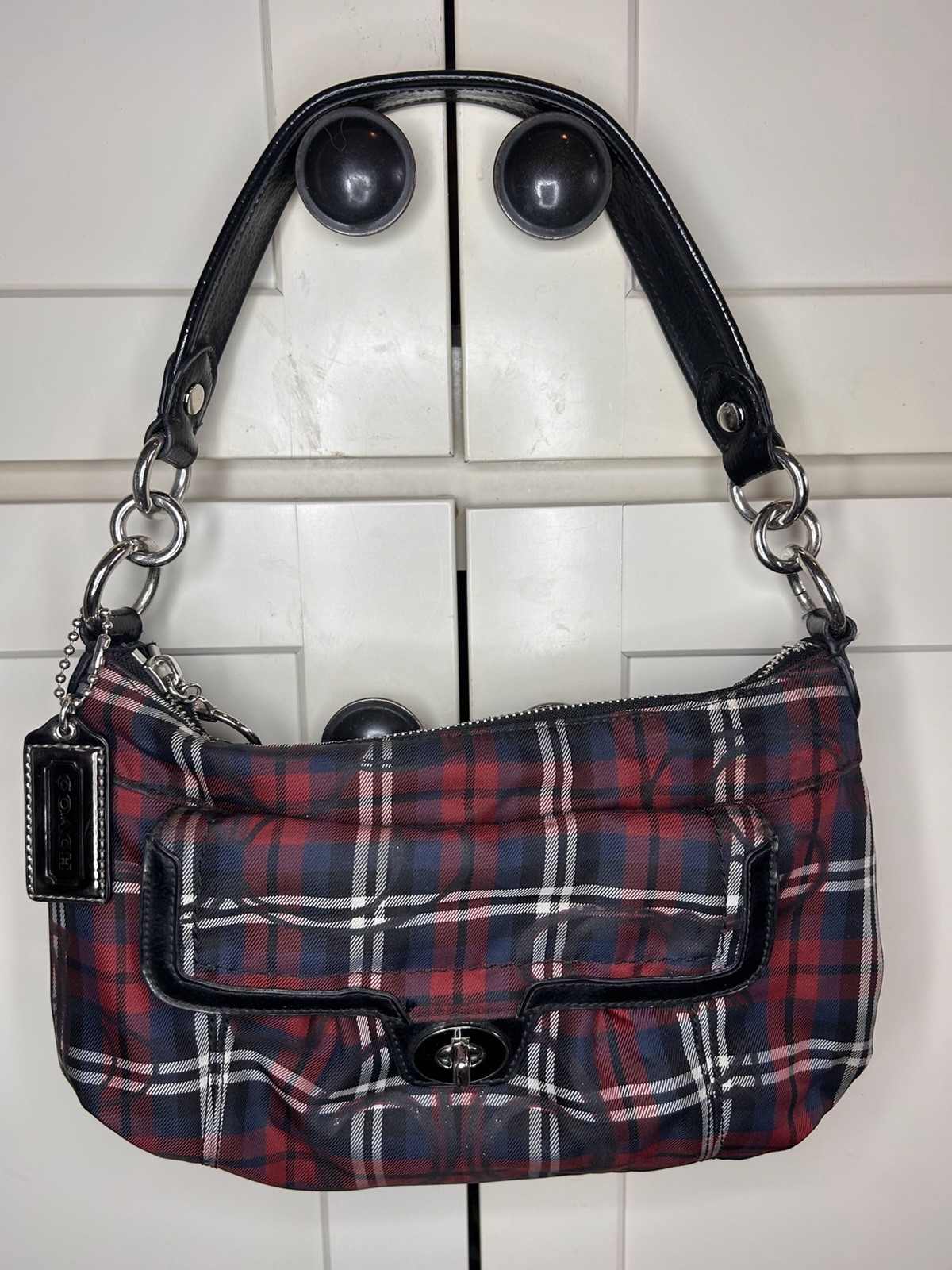 バッグ Y2K COACH POPPY Tartan Check Grooby 2WAY Auth Coach Red Poppy Tartan Groovy Swing Plaid Y2K Ba… - Gem
