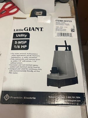 #ad Little Giant 5 MSP 1 6hp Submersible Utility Pump Blue $178.00