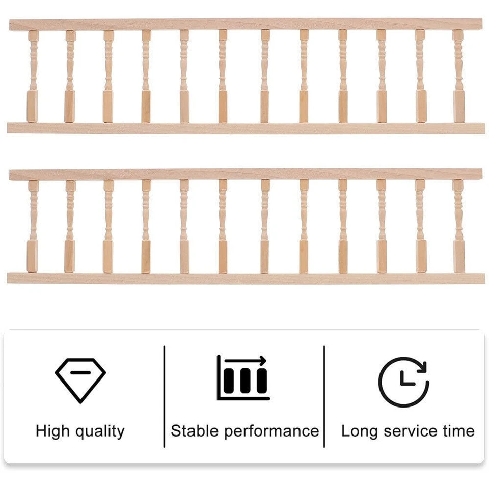 2x Dollhouse 1:12 Miniature Railing Handrail Plain Fence Wooden Garden Accessory - Image 4 of 4