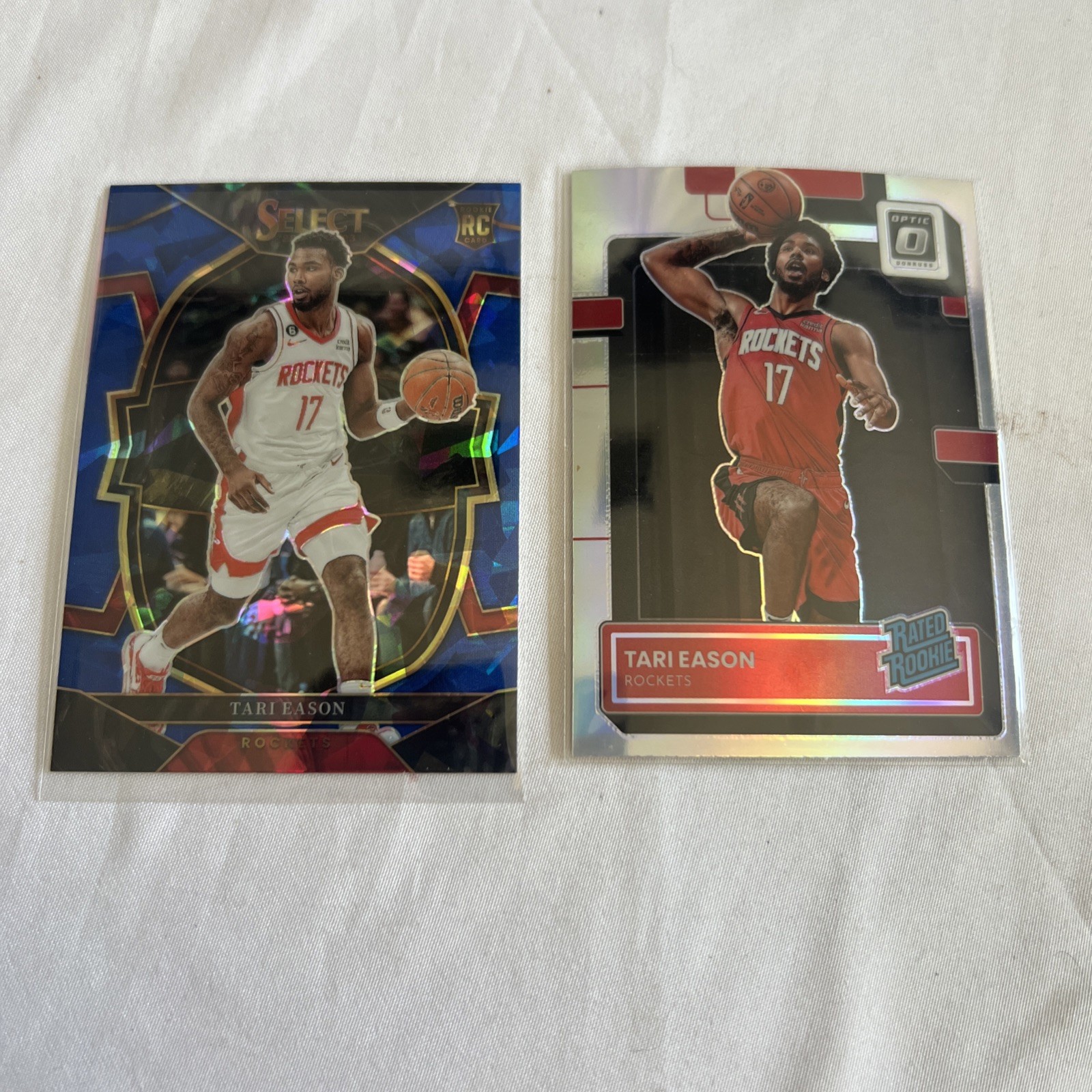 2022 Prism Tari Eason #82 Cracked Ice RC & 1 Panini Optic Silver Holo #203 RC