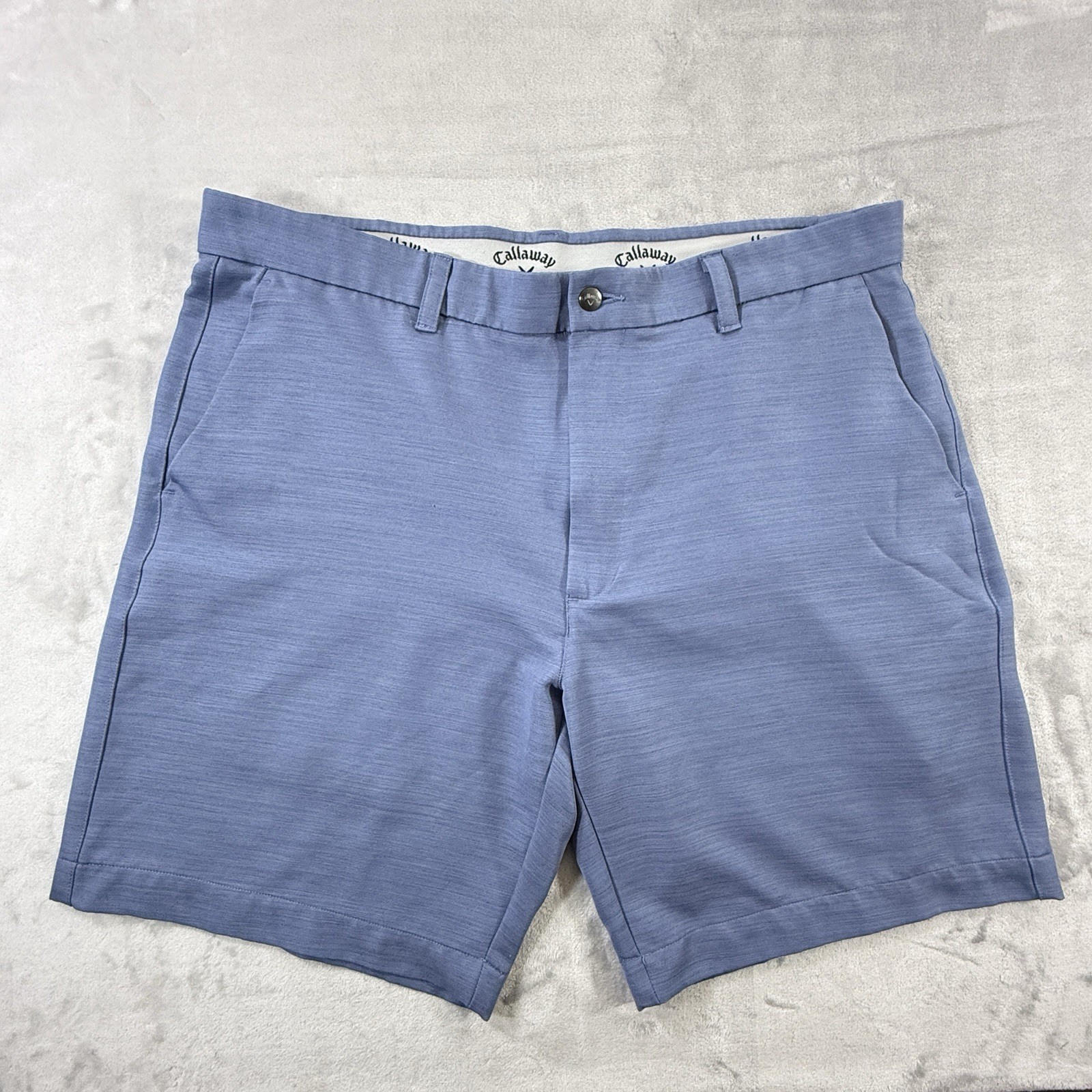 Men’s Callaway Golf Casual Chino Shorts Color Blueish/Gray 36 Waist, PreOwned