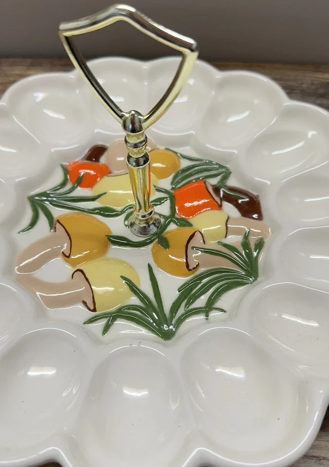 Vintage Merry Mushroom Deviled Egg Tray Plate Dish Serving Dish - Image 2 of 4