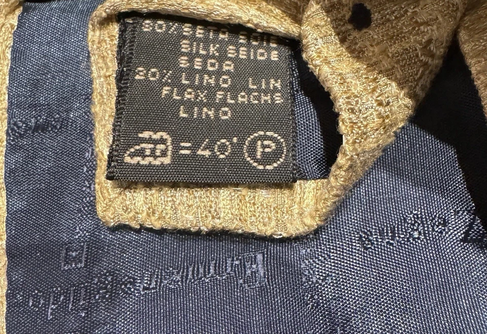 Ermenegildo Zegna Men's Silk Neck Tie Gold Navy Polka Dot Made In Italy - Image 4 of 4