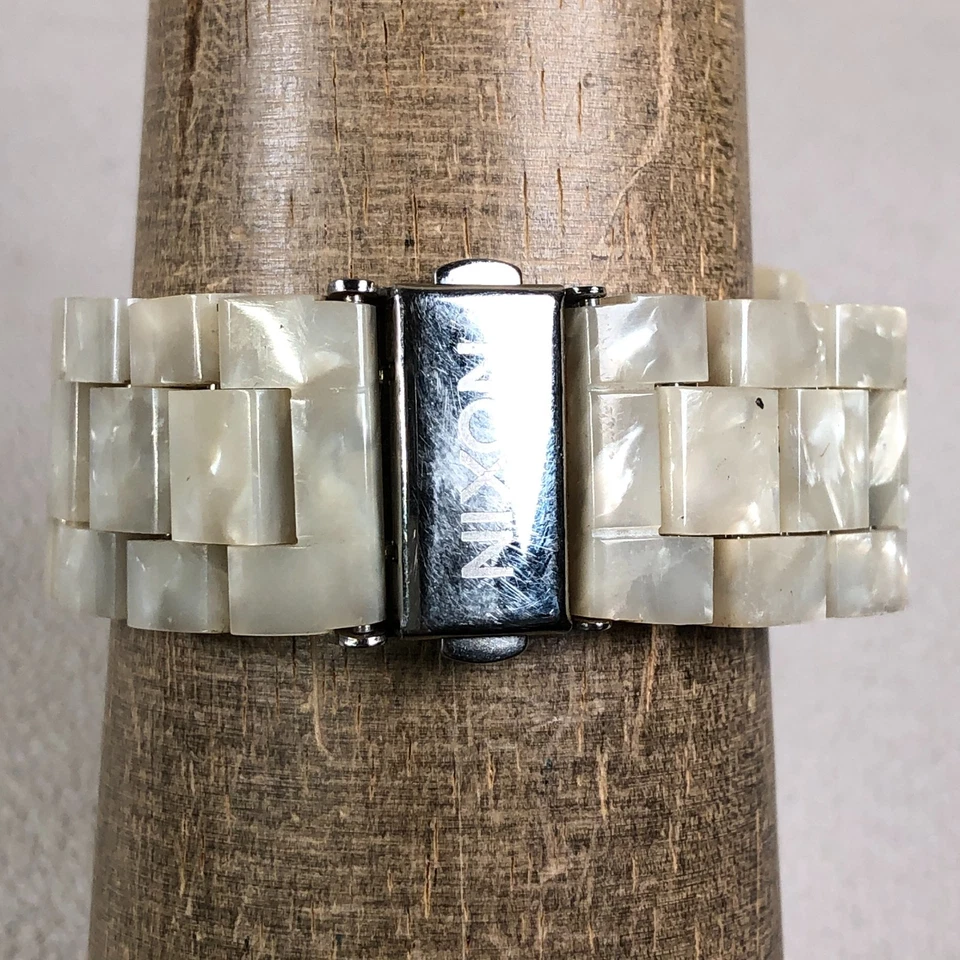 Nixon Time Teller Acetate Women Dress White Ceramic Bracelet Quartz Watch 6" - Image 4 of 4