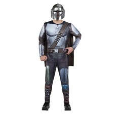 Mandalorian Costume Mens XL Disney Star Wars Halloween Jumpsuit Mask Cape