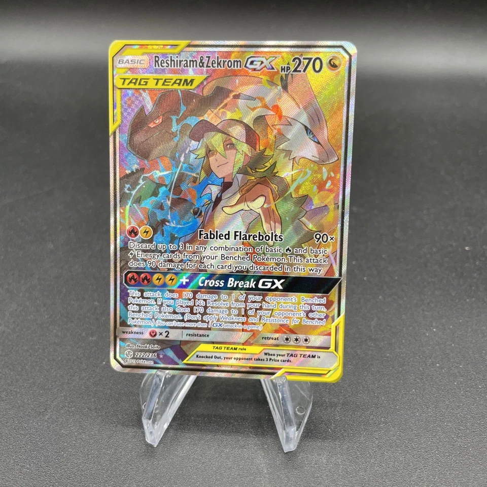 Reshiram & Zekrom GX (Full Art) 222/236 Sm-Cosmic Eclipse Holo - Image 2 of 3