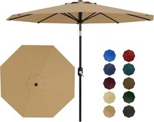 10FT Outdoor Patio Umbrella, Table Umbrella with Crank Lift  Push Button Tilt