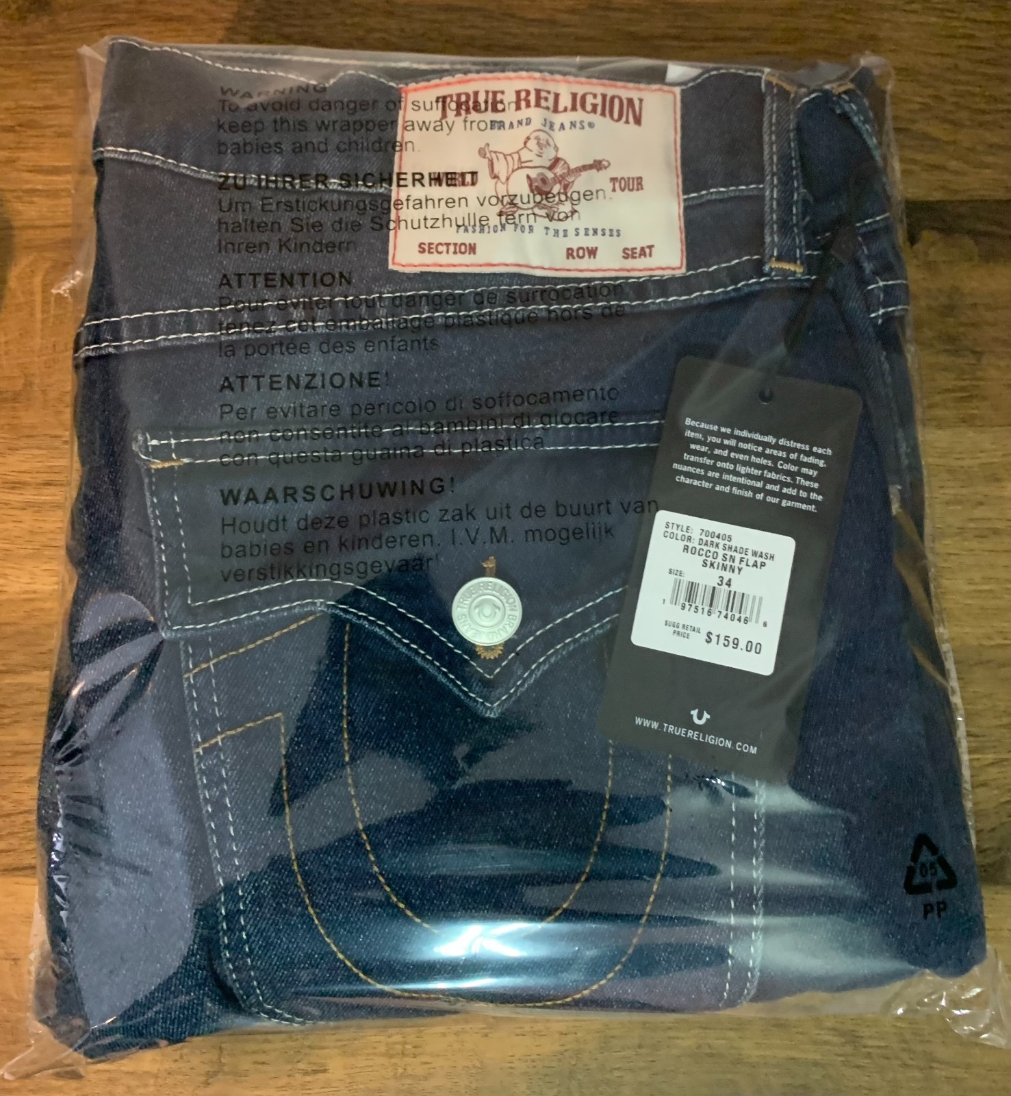 True Religion Jeans Rocco SN Flap Skinny Mens Size 34 x 32  RRP £159 image 7