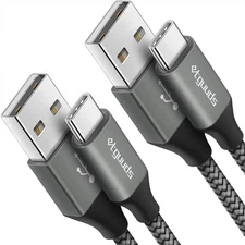 etguuds USB to USB C Cable 2ft, 2-Pack USB A to Type C Charger Cord Fast -  Gray