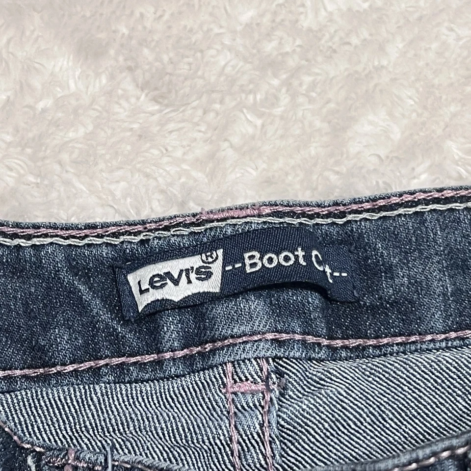 Pantalones de mezclilla Levis corte bota niñas 6x cintura ajustable punto rosa azul jóvenes niños Foto 2 de 4