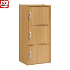 3-Shelf 3-Door Multi-purpose Cabinet Folded Clothes Toys Books Versatile Design