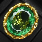 Luxurious Chrome Green Tourmaline 26.20Ct 925 Sterling Silver 24K Gold Rings