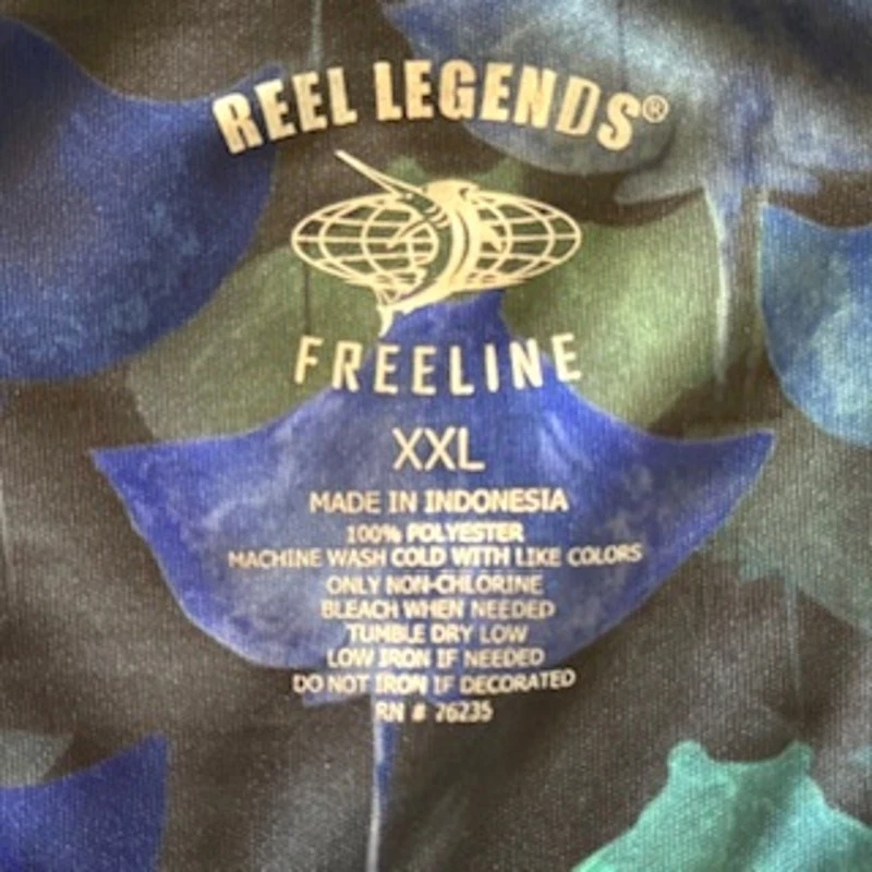 Reel Legends Men Shirt 3x 1/4 Zip Pullover Blue Stingray AOP Fish  - Image 4 of 4