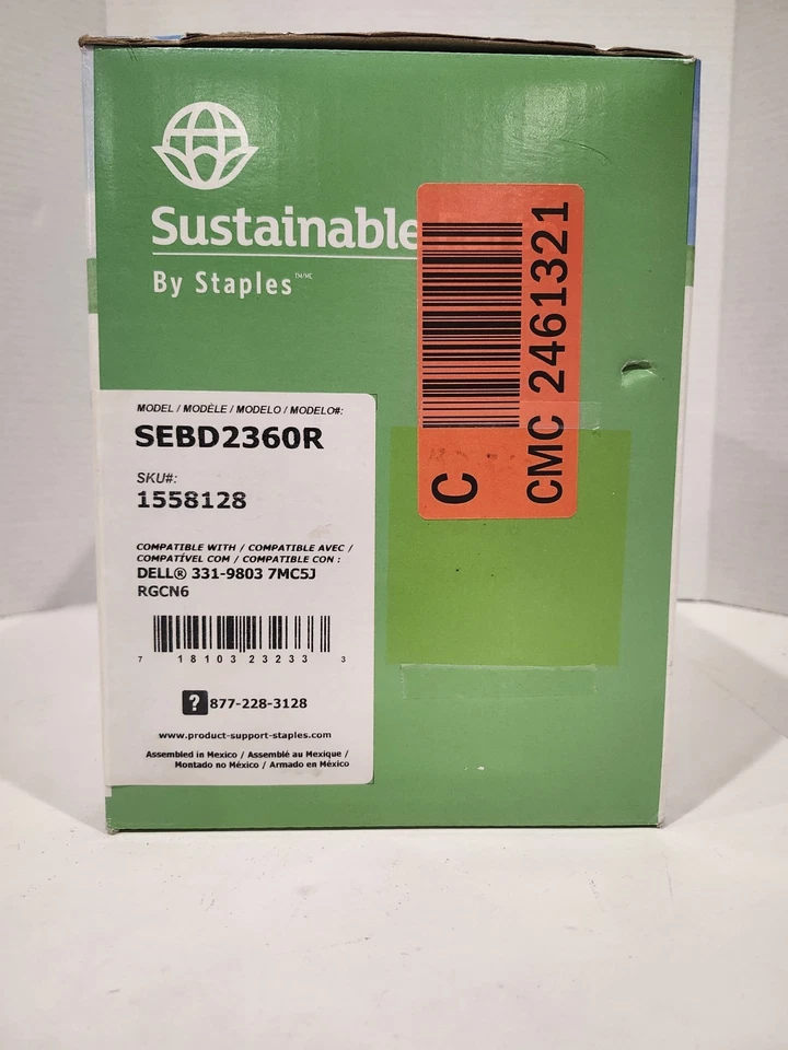 Cartucho de tóner negro tierra sostenible SEBD2360R Staples para Dell nuevo en caja 1558128 Foto 2 de 3