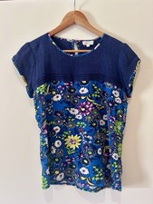 Brora Vintage Print Floral Silk Blouse Top Size 8