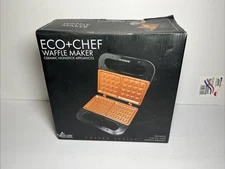 NEW ECO+CHEF Copper Series Ceramic Nonstick Waffle Maker 760 Watts 8"x5" Plate