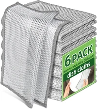 6 Pack Multifunctional Non-Scratch Wire Dish Cloth Mesh Knit Cleaning Cloth